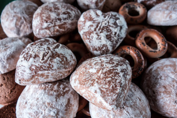 Gingerbread, crackers, bagels, and oatmeal cookies