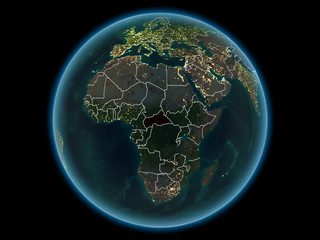 Central Africa on planet Earth from space at night