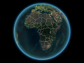 Congo on planet Earth from space at night
