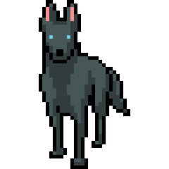 vector pixel art black wolf