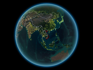 Vietnam on planet Earth from space at night
