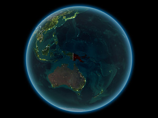 Papua New Guinea on planet Earth from space at night