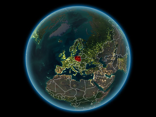 Poland on planet Earth from space at night