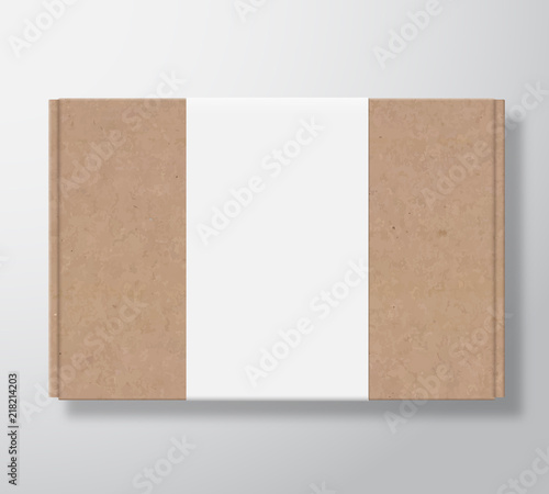 Download "Craft Cardboard Box Container with Clear White Label Template. Realistic Carton Texture ...