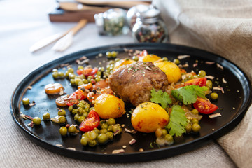 paupiette of veal rolls with Vegetable Planter