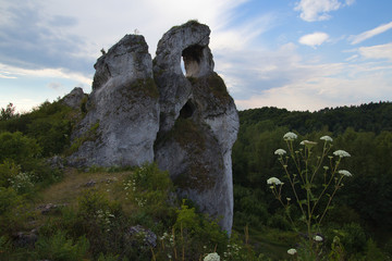 unique rocks in Poland, rock against the blue sky, Jura Krakowsko-Częstochowska - makroregion geograficzny położony w południowej Polsce