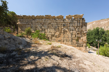 Fototapeta na wymiar The Lower Roman temple of Niha, a landmark in the Bekaa Valley, Lebanon.