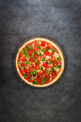 Sausage Pizza with Ham and tomatoes