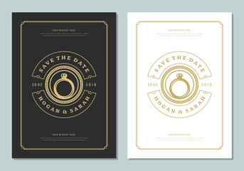 Wedding save the date invitation card vector illustration.