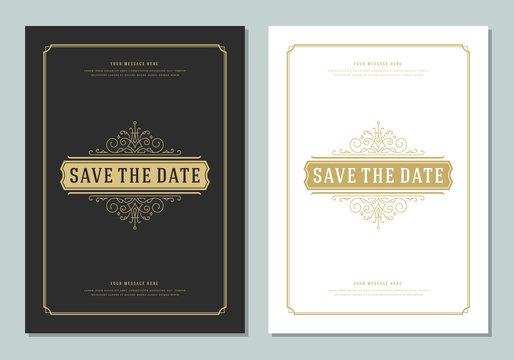 Wedding save the date invitation card vector illustration.