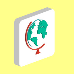 School Globe Simple vector icon. Illustration symbol design template for web mobile UI element. Perfect color isometric pictogram on 3d white square. School Globe icons for your business project