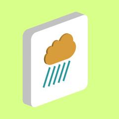 Rain Cloud Simple vector icon. Illustration symbol design template for web mobile UI element. Perfect color isometric pictogram on 3d white square. Rain Cloud icons for your business project