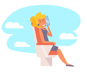 Work during the holidays, freelancing Vector. Cartoon. Isolated art on white background.