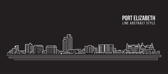 Cityscape Building Line art Vector Illustration design - Port Elizabeth city - obrazy, fototapety, plakaty