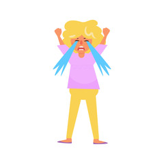 Woman screams Vector. Cartoon. Isolated art on white background.