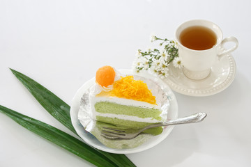  Gold Egg Yolk Thread Cakes and Pandan or thai Language call cake bai tey foi thong.