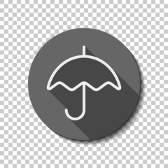 Simple umbrella icon. Linear, thin outline. flat icon, long shad
