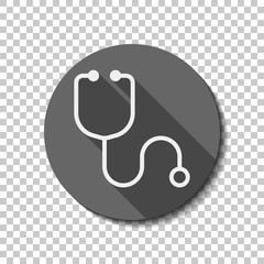 Simple stethoscope icon. Linear, thin outline. flat icon, long s