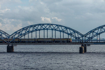 Rigas railway bridge with train to Jurmala