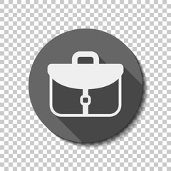 Briefcase, office bag. flat icon, long shadow, circle, transpare