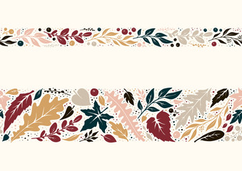Autumn seamless hand-drawn borders