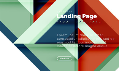 Square shape geometric abstract background, landing page web design template