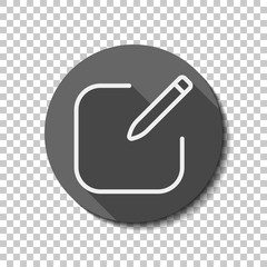 Edit icon. Square and pen. Linear, thin outline. flat icon, long