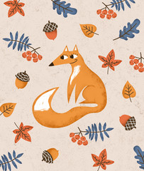 Autumn fox children poster