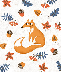 Autumn fox children poster