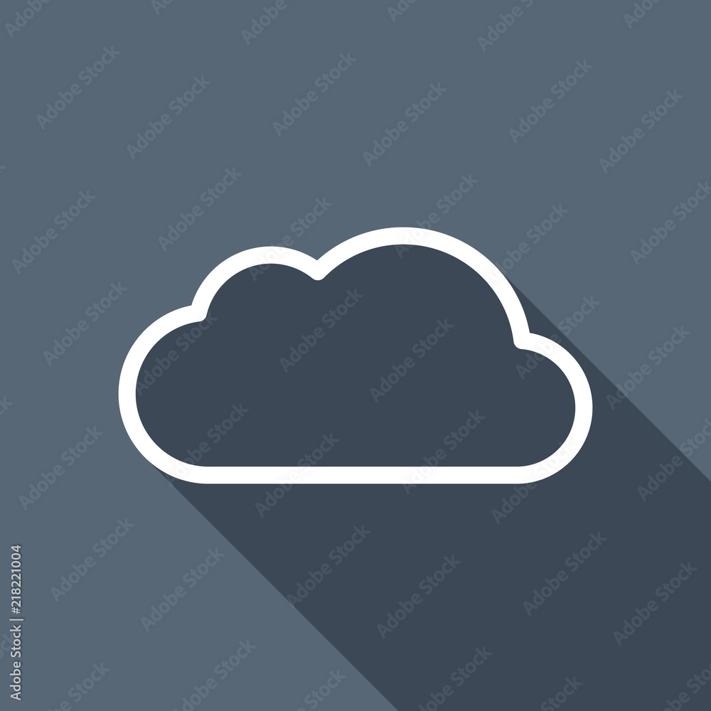Poster simple cloud. linear symbol with thin outline. white flat icon w