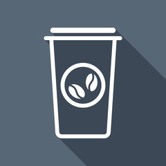 Coffee cup, coffee to go. Simple linear icon, thin outline. Whit