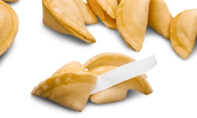 Broken Fortune Cookie with Blank Piece of Paper