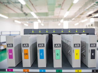 Ink jet palette for digital printing machine. Palette contained the colors for printing industry.