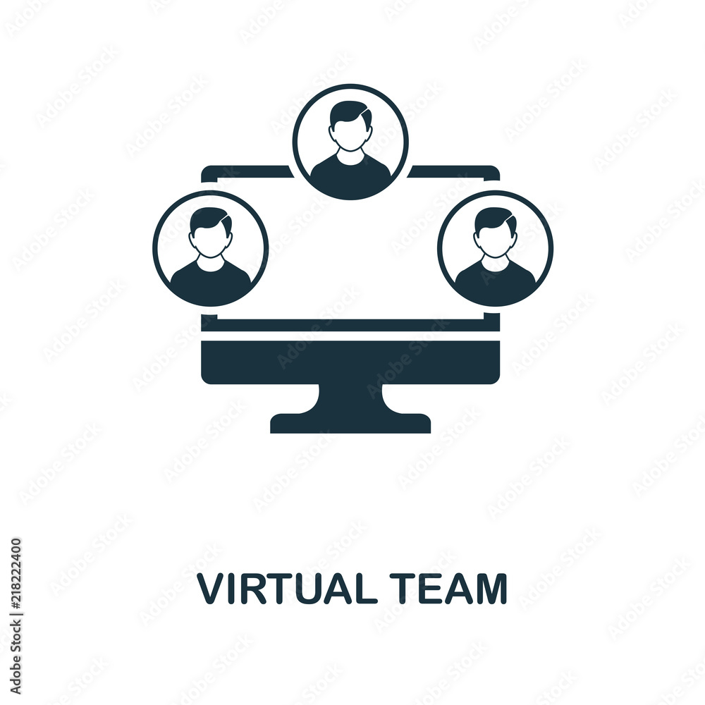 Poster virtual team icon. monochrome style icon design from project management icon collection. ui. illustr