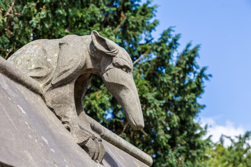 Animal sculpture antier on animal wall near the castle in Cardiff, Wales, UK