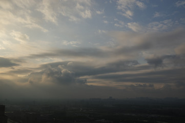 City Environment Scene and The Sky above the City