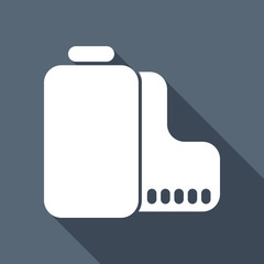 Camera roll icon. Photo or video strip. White flat icon with lon