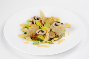 Chicken roll with prunes.