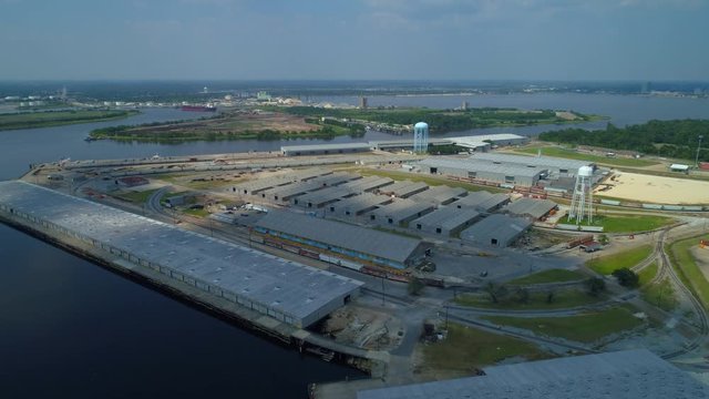 Aerial footage Port Lake Charles harbor