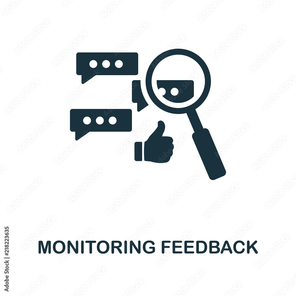 Aufkleber monitoring feedback icon. monochrome style icon design from project management icon collection. ui. 
