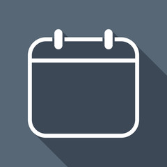 Simple calendar, Linear, thin outline. White flat icon with long
