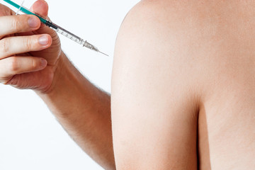 close-up shot of mellitus. The concept of taking medication, treatment, put an injection.