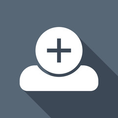 Fototapeta premium doctor, person with medical cross. White flat icon with long sha