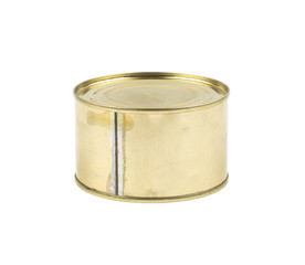 closed tin can for canned food isolated on white background