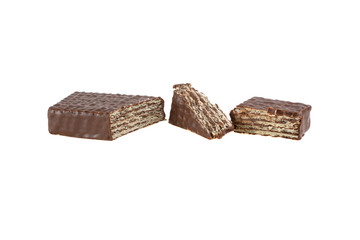 chocolates, chocolate covered wafer isolated on white background