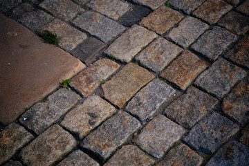 ancient cobblestone pavement