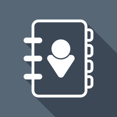 address book with person on cover. simple icon. linear symbol wi