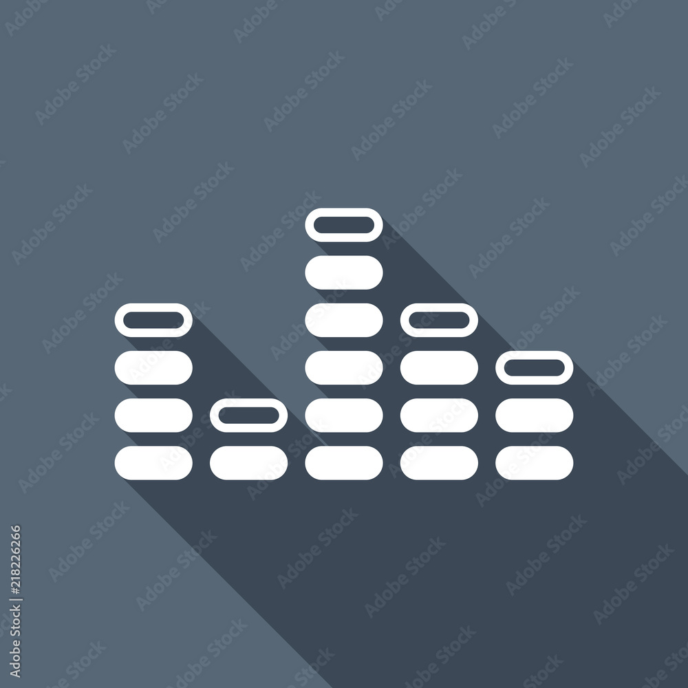 Aufkleber digital equalizer. simple icon. white flat icon with long shadow