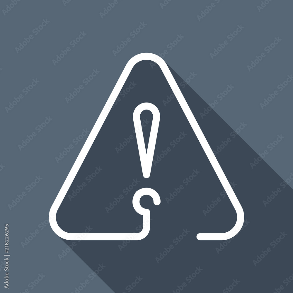 Poster exclamation mark in warning triangle. linear symbol with thin ou