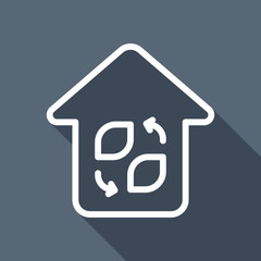 Eco house. Concept logo. Simple linear icon with thin outline. W